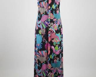 Trina Turk Psychedelic Print Halter Maxi Dress