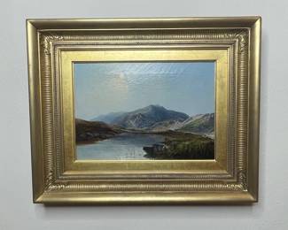 Lake and Mountain Views Towards Snowdon, Oil on Canvas by George Augustus Williams