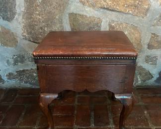 Antique Oak Sewing Box Bench with Cabriole Legs
