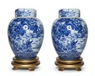 Blue and White Chinoiserie Ginger Jars Vintage