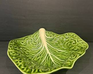 Olfaire "Cabbage Leaf" Majolica Serving Dish