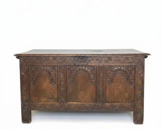 Antique Carved Oak Coffer Chest