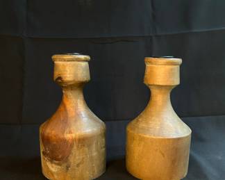 Taper Dark Pine Wood Candlesticks