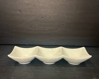 Fitz and Floyd "Everyday White" Porcelain Triple Relish Dishes