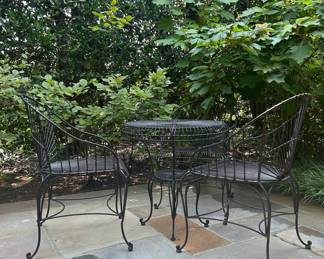 Vintage Wrought Iron Bistro Set - Salterini Style