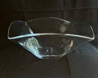 Simon Pearce Clear Glass "Ribbon" Bowl