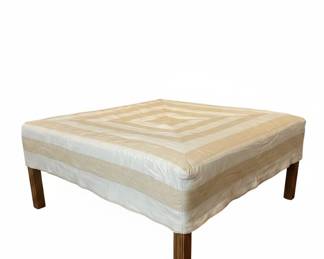 Striped Upholstered Oversize Ottoman