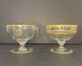 Tiffin-Franciscan Palais Versailles Gold Banded Dessert Glasses Vtg