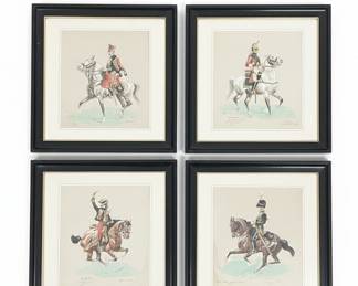 Vintage prints by Eugène Péchaubès, featuring French cavalry soldiers from the Napoleonic era