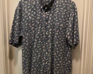 Dockers Indigo Short Sleeve Button-Up Shirt with Sailboat Print