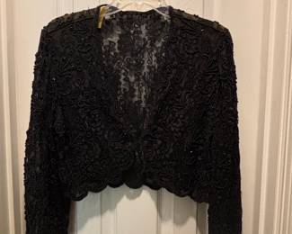 Vintage Black Beaded Lace Bolero Jacket