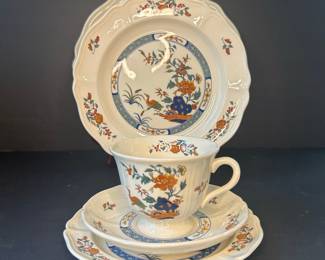 Wedgwood Chinese Teal Etruria Barlston Bone China Tea Cup, Saucer, and Plate Set