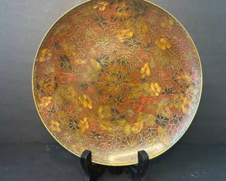 Vintage Chinese Cloisonné Plate Floral Motif
