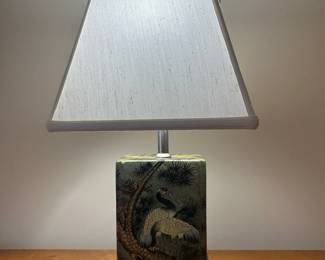 Vintage Chinoiserie Table Lamp with Crane Motif