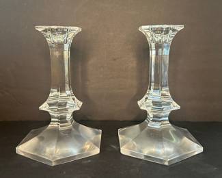 Val Saint Lambert Elysee Crystal Candlesticks