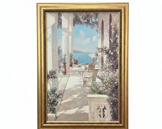 Mediterranean Terrace Oil Painting