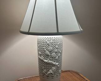 Blanc de Chine Porcelain Table Lamp with Floral Motif