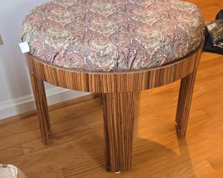 Vintage Art Deco Stool with Paisley Upholstery