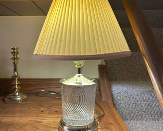 Vintage Swirl Glass Table Lamp with Pleated Shade