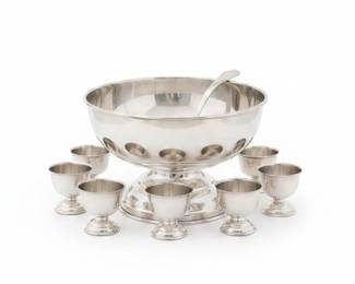 F.B. Rogers Silver Plated Punch Bowl Set with Cups and Ladle
