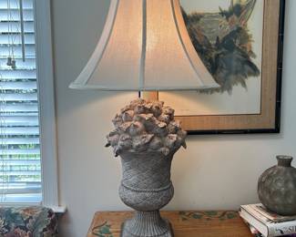 Urn-Shaped Table Lamp with Fruit and Floral Motif