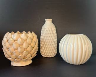 Set of 3 Textured Ceramic Vases