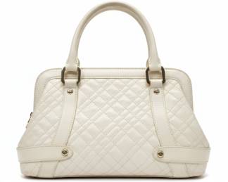 Elliott Lucca White Quilted Leather Satchel