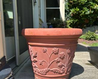 Terracotta Planter with Floral Relief
