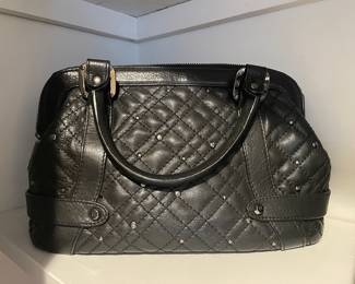 Elliot Luca Black Leather Quilted Satchel