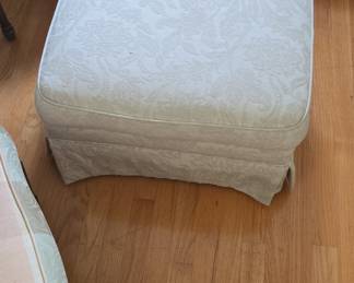 Upholstered Ottoman with Damask Fabric