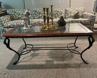 Wrought Iron and Glass Coffee Table