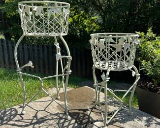 Vintage Metal Plant Stands with Butterfly Motifs