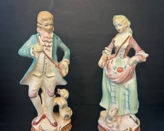 Pair of Vintage Colonial/Victorian Porcelain Figurines - Made in Japan