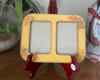 Vintage The Bucklers Floral Enamel Double Photo Frame