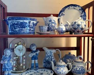 Blueware including Royal Danube, Chinese China, Japanese China, Flow Blue