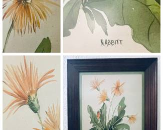 Original Framed Watercolor Floral 