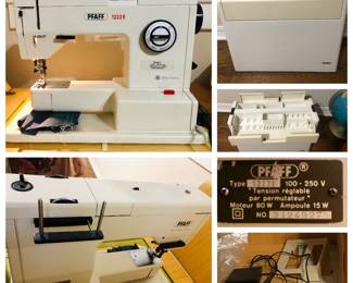 Vintage Pfaf 1222E Sewing Machine with original case and manuals. Purchased in Germany 1979, one owner. 