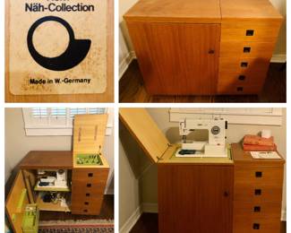 Vintage Horn Teak Sewing Cabinet. Purchased in Germany 1979, one owner. 