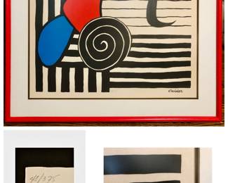 Vintage Framed American Modernist Artist, Alexander Calder (1898-1976) Medium: Lithograph Print 48/375 Title: Helice or Propeller