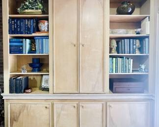 Custom Built-ins filled with Books, Records, Collector Decor
