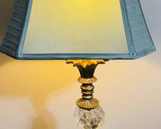 Hollywood Regency Style Fauceted Crystal & Brass Lamp