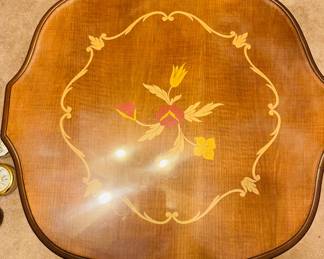Italian Style Marquetry Inlaid Burr Hardwood Table 