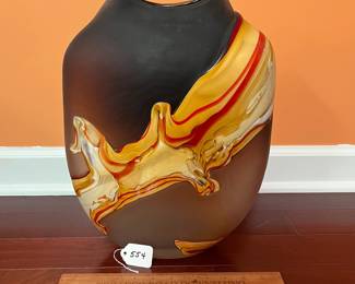 A554 - $95. Jeff Mack Vase. Measures 11" x 3" x 16" tall. 