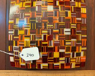 A240 - $75. Robert Wiener DC Art Glass "Fall Harvest". Measures 8" x 8". 
