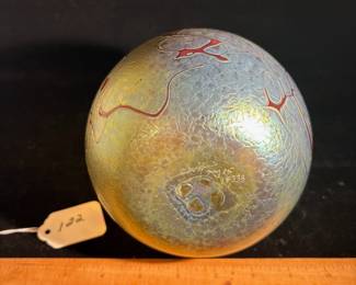 A122 - $75. Don Carlson: Gold Lustre Siletz. Measures 5.5" x 10" tall. 