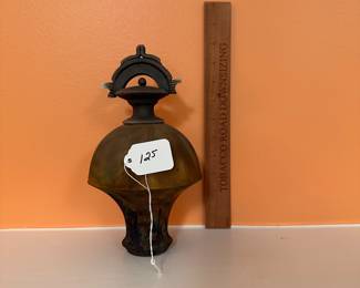 A125 - $100. Ed Risak Pottery: Raku Vessel. Measures 5.5" x 9.75" tall