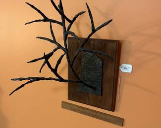 A611 - $125. Forged Tree Branch Sculpture. Measures 15.5" x 19.25" x 11.75" deep. 