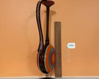 A544 - $50. Art Glass Ewer. Measures 6.25" x 16" tall. Unsigned. 