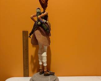 R275 - $100. Lesley Keeble : Autumn Harvest Cloth Figurative Sculpture. Measures 7" x 20.5" tall. 