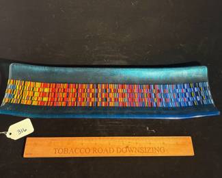 A316 - $75. Barbel Brooks : Fused Glass Tray. Measures 16.5" x 5". 
